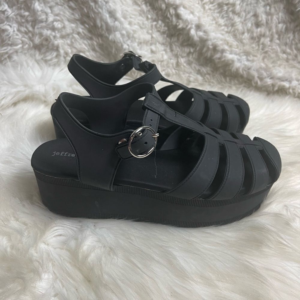 Jeffrey Campbell Black Platform Jelly Sandals